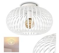 lampada a soffitto Oravi, lampada a soffitto rotonda in metallo in bianco, 1 luce, attacco E27, lampada con grandi effetti luminosi sul soffitto, senza lampadina/e