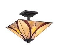 Lampadario Tiffany Asheville Metallo Bronzo Valiant 2 Luci E27