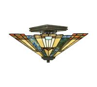 Lampadario Tiffany Inglenook Metallo Bronzo Valiant 2 Luci E27