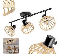 Lampada a soffitto Totui, lampada a soffitto in metallo/bambù in nero, lampada dal design scandinavo, lampada regolabile con aspetto a griglia e grande effetto luminoso, 3 xE14, senza lampadina/e