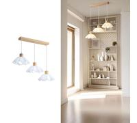 Lampada a Sospensie27, Base Moderna in Legno, Paralume Ondulato in Acrilico,Regolabile a Soffitto per Isola Cucina, Sala da Pranzo, Bar e Illuminazidecorativa per Cucina e Anticamera (Piccolo)/un Colo