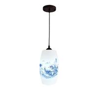 Lampada a Sospensifloreale in Ceramica Cinese, Stile Rustico Vintage,Da a Sospensiin Ceramica Blu e Bianca,Da a Sospensiin Porcellana per Isola Cucina, Sala da Pranzo, Camera da Letto