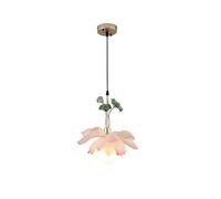 Lampada a Sospensiin Ferro Battuto e Resina Ceramica, Diametro 30 Cm, Altezza 30 Cm, Cavo 150 Cm,Dina E26,Da a Forma Di Fiore Di Loto per Ingresso, Studio, Soggiorno, Arredamento per la Casa, Anticame