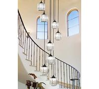Lampada a Sospensimoderna in Vetro per Soggiorno - Splendida Spirale, Luci Multiple in Cristcreativo Lunghe con 10 Teste -Da da Soffitto per Una Scala Mozzafiato,