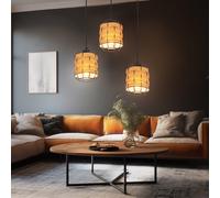 Lampada a Sospensione 3er Set Bohostil Simil Legno Metallo Nero [EEK: Non valutato]