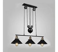 Lampada a Sospensione a 3 luci con puleggia, Lampada da soffitto Regolabile in Stile Rustico Industriale Vintage per Isola Cucina, Sala da Pranzo, Ingresso