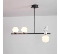 Lampada a Sospensione a 3 luci in Vetro Nero Latte per Isola Cucina, Lampada a Sospensione lineare a Striscia Lunga, Lampada a Sospensione da soffitto di metà secolo, lampadario in Stile fra