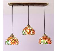 Lampada a sospensione a 3 luci, lampada a sospensione in vetro colorato, luci sospese a soffitto vintage, compatibile con Art Deco Flower Eliers,Plafoniera Lampadario Da Soffitto