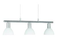 Lampada a sospensione a 3 luci, larghezza 61 cm, con paralume in vetro bianco