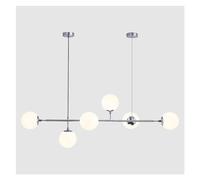 Lampada a Sospensione a 6 luci, Stile Mid-Century, con globi in Vetro, Regolabile, per Cucina, Soggiorno, Sala da Pranzo