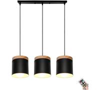 Lampada A Sospensione A Batteria con Telecomando E Lampadina, Lampada A Sospensione da Soffitto Non Cablata, Lampadario A Sospensione Ricaricabile per Isola Cucina Tavolo da Pra, Black, Disc 3 in 1