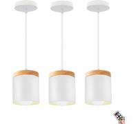 Lampada A Sospensione A Batteria con Telecomando E Lampadina, Lampada A Sospensione da Soffitto Non Cablata, Lampadario A Sospensione Ricaricabile per Isola Cucina Tavolo da Pra, White, Set of 3