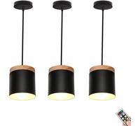 Lampada A Sospensione A Batteria con Telecomando E Lampadina, Lampada A Sospensione da Soffitto Non Cablata, Lampadario A Sospensione Ricaricabile per Isola Cucina Tavolo da Pra, Black, Set of 3