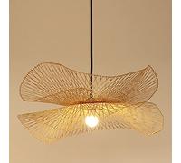 Lampada A Sospensione A Cappello Di Paglia Luci Pendenti Intrecciata in Bambù E27 Paralume in Rattan Lampadario Regolabile in Altezza Retro Paese Industriale Soggiorno Corridoio Cucina Ufficio,55cm