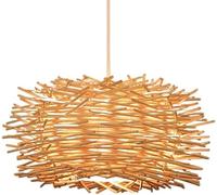 Lampada a sospensione a cesto in rattan Paralume in vimini cavo Boho Gabbia in rattan intrecciata a mano Lampada a sospensione Farmhouse Retro Metal E27 Plafoniere,luce soffusa