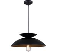 Lampada A Sospensione A Cupola In Metallo Nero Opaco E Oro Per Interni