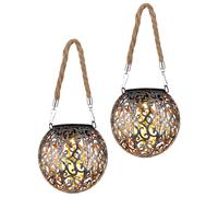 Lampada a sospensione a energia solare decorazione da giardino LED da giardino lampada da tavolo rotonda da esterno lampada a sospensione con design a sfera, metallo rame argento, 1x LED, DxH 12x26 cm