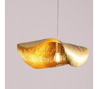 Lampada a sospensione a foglia moderna, lampadario in rame creativo, lanterne a LED a LED a LED curvo illuminazione interna, metallo leggero a forma di loto appeso con infissi vintage e oro tonalità