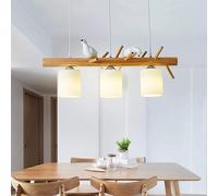 Lampada A Sospensione A Grappolo, Plafoniera Contemporanea A 3 Vie E27, Lampada A Sospensione in Legno con Attacco A Forma di Uccello, Paralumi Moderni per Lampadari per Soggiorno di Ristor
