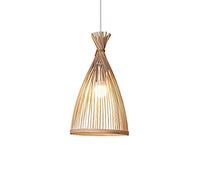 Lampada a Sospensione a Lanterna di bambù, Rattan Intrecciato, Lampada a Sospensione con Testa Singola E27, apparecchi di Illuminazione per Studio con Isola Cucina, Altezza regolab