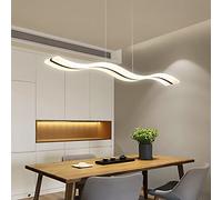 Lampada a sospensione a LED a forma di onda Lampadario moderno semplice in acrilico Lampada a sospensione regolabile lineare per tavolo da pranzo Isola della cucina Ufficio (dimensioni: 98x11,5 cm, 38