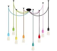 Lampada a sospensione a LED ad anello tondo Lampada a sospensione da cucina bianca calda/fredda con palo lungo nero Compatible with sala da pranzo,luce soffusa