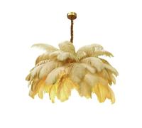Lampada a sospensione a LED con piume di struzzo, soggiorno, camera da letto, illuminazione interna, lampadario, lampada a Per Cucina Soggiorno Sala da Pranzo Corridoio(Khaki,NEUTRAL LIGHT_D65CM_BOOM)
