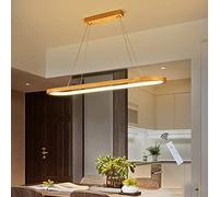 Lampada a sospensione a LED dimmerabile in legno con telecomando - Lampada a sospensione moderna ovale ad altezza regolabile per sala da pranzo e soggiorno - 90 cm 41 W - Elegante apparecchio di