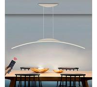 Lampada a Sospensione a LED Dimmerabile Lampada da Tavolo da pranzo Moderna con Telecomando con Design ad arco Lampadario Regolabile in altezza per Sala da Pranzo Soggiorno Cucina (150cm,70W, Bianco)