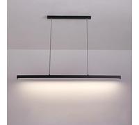 Lampada a Sospensione a LED dimmerabile, lampadario lineare Nero, Lampada a Sospensione Moderna con Telecomando, Faro Decorativo per Interni per Isola Cucina Sala da Pranzo Ufficio