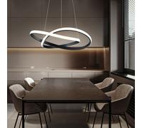 Lampada a sospensione a LED dimmerabile tramite interruttore a parete plafoniera soggiorno nera 60 cm, regolabile in altezza, 1x 27W 2850lm 4000K, H 150 cm