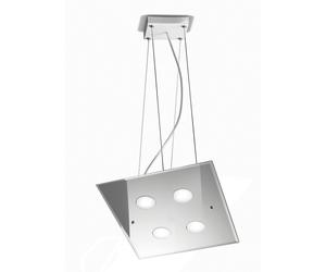 Lampada a sospensione a LED in Vetro a Specchio collezione DADO Dimensioni 40x40x h 110 cm - 4 kg 4 x max 7 watt GX53 Led struttura specchiante trasparente