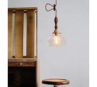 Lampada a Sospensione a LED in Vetro Verde con portalampada in Rame, Ideale per Camera da Letto e Sala da Pranzo, Stile Moderno Nordico (Trasparente, 17,5 cm).