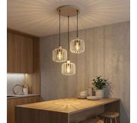 Lampada a sospensione a LED lampada a sospensione per sala da pranzo lampada a 3 luci in metallo beige Ø 44 cm
