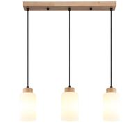 Lampada a sospensione a LED Lampada da soggiorno a 3 luci Marrone Legno Vetro H 120 cm