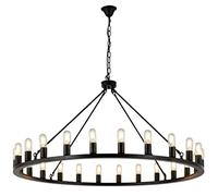 Lampada a Sospensione a LED, lampadario Moderno, Lampada da soffitto con Ruota di carro Industriale Vintage a 24 luci (nero01)