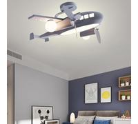 Lampada A Sospensione A LED Moderna Dimmerabile per Cameretta dei Bambini, Lampada A Sospensione A Forma di Aeroplano Tricolore, Design Creativo per Bambini, Illumi, Gray 70cm, Tricolor dimming