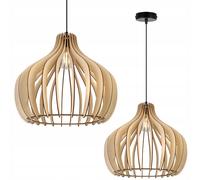 Light-Home Timber Lampadario a Sospensione - Lampadario Industriale per Soggiorno Camera da Letto e Cucina - Lampade a Sospensione in Metallo e Legno con Paralume Moderno - 1 Luce - Lampada di design