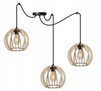 Light-Home Lampadario a Sospensione - Lampadario Ragno per Soggiorno Camera da Letto e Cucina - Lampade a Sospensione in Metallo e Legno con Paralume Moderno - 3 Luces - E27 - Rustico