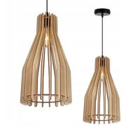 Light-Home Timber Lampadario a Sospensione - Lampadario Industriale per Soggiorno Camera da Letto e Cucina - Lampade a Sospensione in Metallo e Legno con Paralume Moderno - 1 Luce - Forma unica