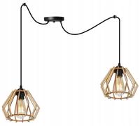 Light-Home Lampadario a Sospensione - Lampadario Ragno per Soggiorno Camera da Letto e Cucina - Lampade a Sospensione in Metallo e Legno con Paralume Moderno - 2 Luces - E27 - Carattere unico