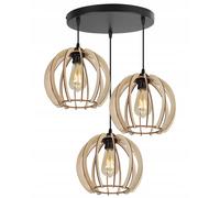 Light-Home Timber Lampadario a Sospensione - Lampadario Industriale per Soggiorno Camera da Letto e Cucina - Lampade a Sospensione in Metallo e Legno con Paralume Moderno - Tondo