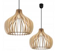 Light-Home Timber Lampadario a Sospensione - Lampadario Industriale per Soggiorno Camera da Letto e Cucina - Lampade a Sospensione in Metallo e Legno con Paralume Moderno - 1 Luce - Scandinavo