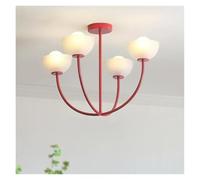 Lampada a Sospensione a LED per Camera da Letto con Fiori di Tulipano in Stile Campagna Francese, Colore Crema, Rosso, caffetteria, Ristorante, Bar, Balcone, corridoio,(Three-Colored Light)