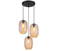 Lampada a sospensione a LED per sala da pranzo a 3 luci, nera, in vetro, H 120 cm