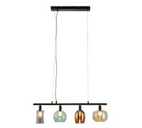 Lampada a sospensione a LED per sala da pranzo a 4 luci, metallo nero, H 150 cm