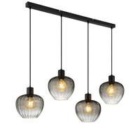 Lampada a sospensione a LED per sala da pranzo, effetto fumé, vetro nero, altezza 120 cm