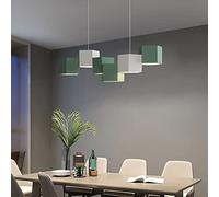 Lampada A Sospensione A LED Per Sala Da Pranzo Ufficio Soggiorno,Moderna Lampada A Sospensione A LED Dimmerabile A Cubo 6 Luci,Lampadario Geometrico Contemporaneo-Verde Bianco 80x42x70cm(31x17x28inch)