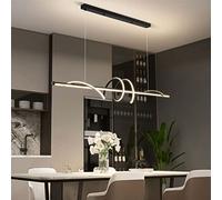 Lampada a sospensione a LED per tavolo da pranzo Lampada a sospensione moderna a forma di spirale Lampadari a LED dimmerabili con plafoniere telecomandate per sala da pranzo Studio (nero, L100cm/48W)