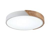 Lampada a Sospensione a LED Rotonda Moderna in Legno, Lampada da soffitto a Filo, Illuminazione per Soggiorno, Camera da Letto, corridoio, Bianco + Luce Neutra, 40 cm, 27 W